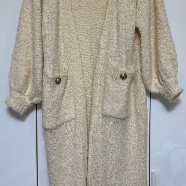 줄로그 롱 니트 부클 울가디건