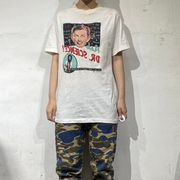 80s Made In USA 빈티지 헤인즈 닥터 사이언스 프린팅 티셔츠