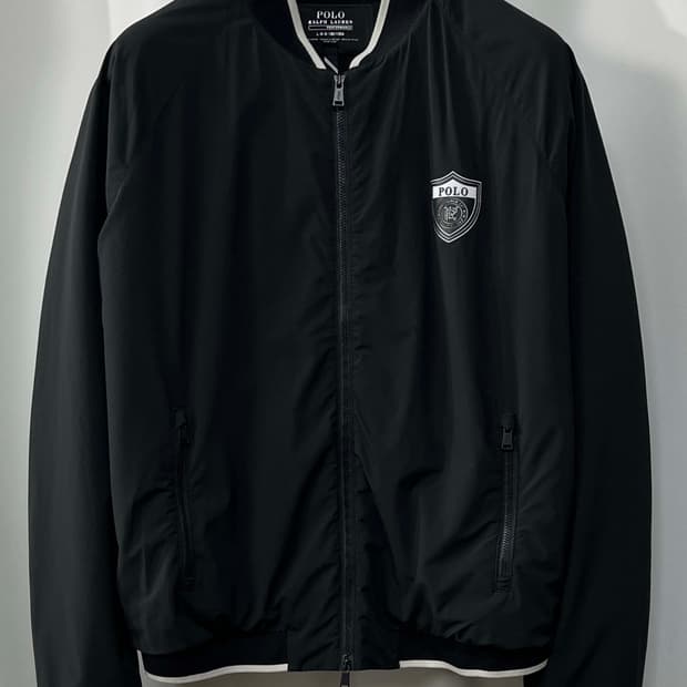 폴로 랄프로렌 블랙 p wing 스크래블 쉴드 블루종 자켓
