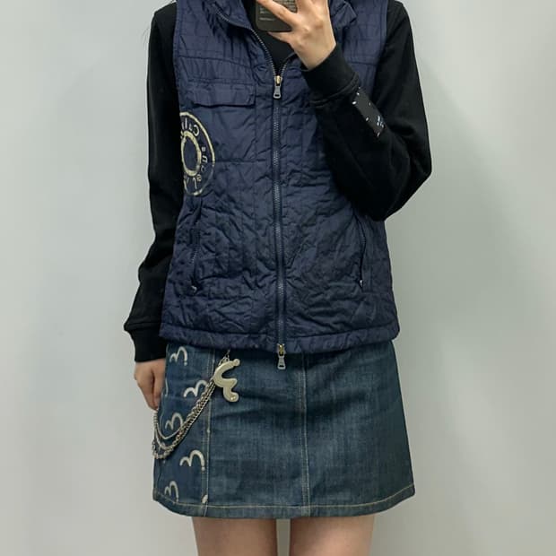 캘빈클라인 로고 네이비 퀼팅 조끼