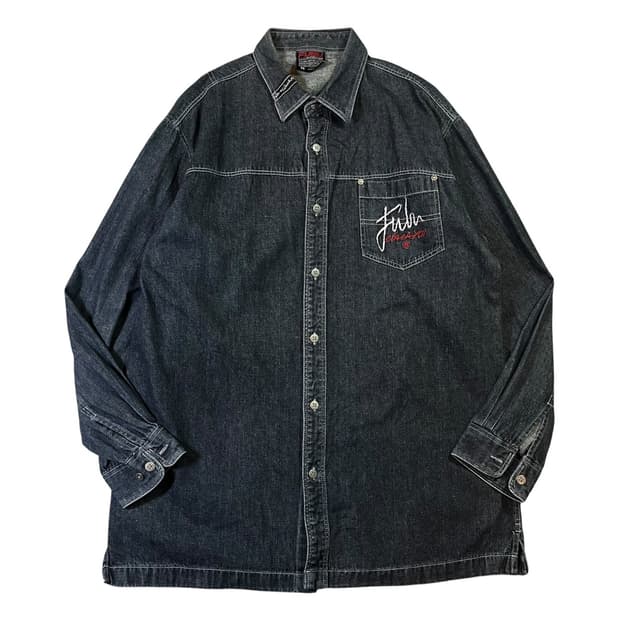 후부 데님 셔츠