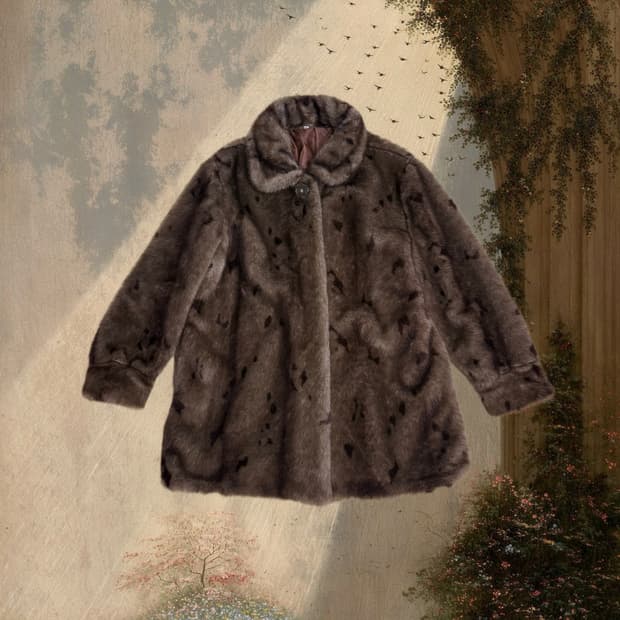 빈티지 브라운 스폿 퍼 코트