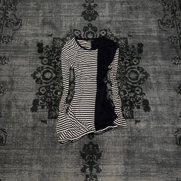 Tornado mart asymmetry stripe cut sew