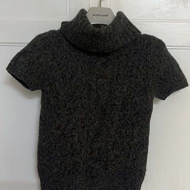일본브랜드 반소매 목폴라 울니트 44 마른55