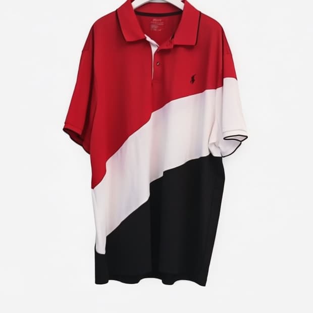 Polo Ralph Lauren 레드 화이트 블랙 배색 폴로셔츠