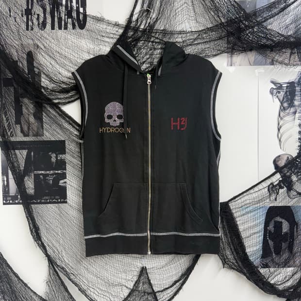 Punk mood beads detail vest zip up