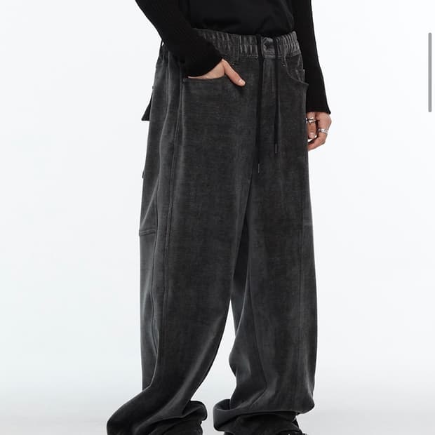 (새상품) 알렌느 드로우스트링 벨루아 팬츠 아이언 그레이