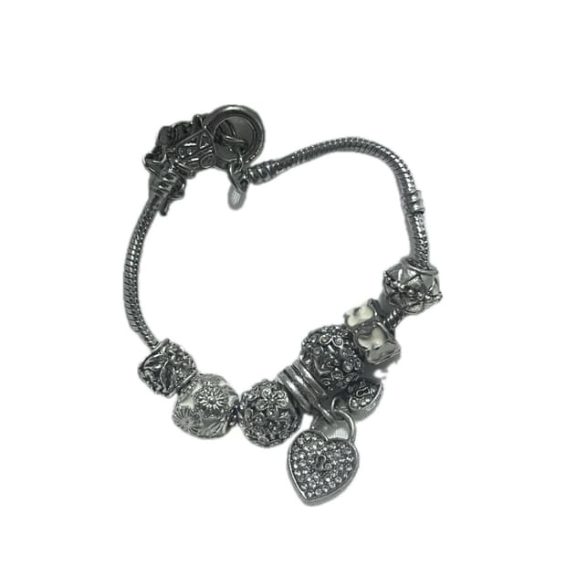 오리엔탈 갸루 페어리 고딕 고스 앤틱 엔틱 판도라깔 실버 참 자물쇠 팔찌