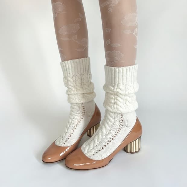 페라가모 누드핑크 플라워 힐