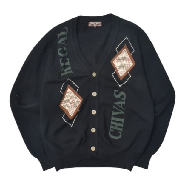 90S 아가일 패턴 가디건 L