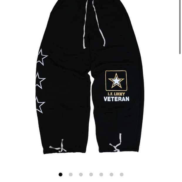 아이필럭키 Lucky army big sweat pants black