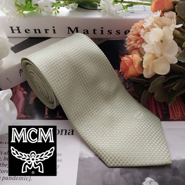 엠씨엠 실크 민트 자카드 패턴 넥타이 8.5cm A+등급 K2113
