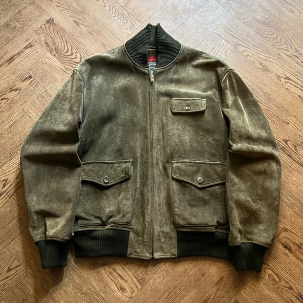 [L]90's 폴로 컨트리 체크 라이닝 리얼 스웨이드 플라이트 자켓