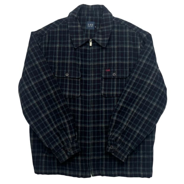 90s Lee 빈티지 그린 체크 울 자켓 XL