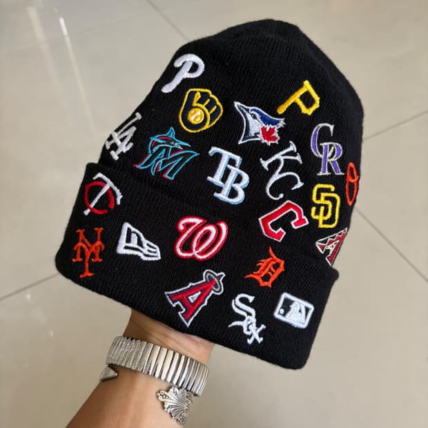team logo knit beanie 팀 로고 비니