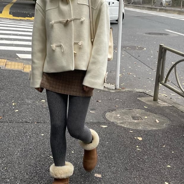 네이비카운티 부클 더플 코트 에크루