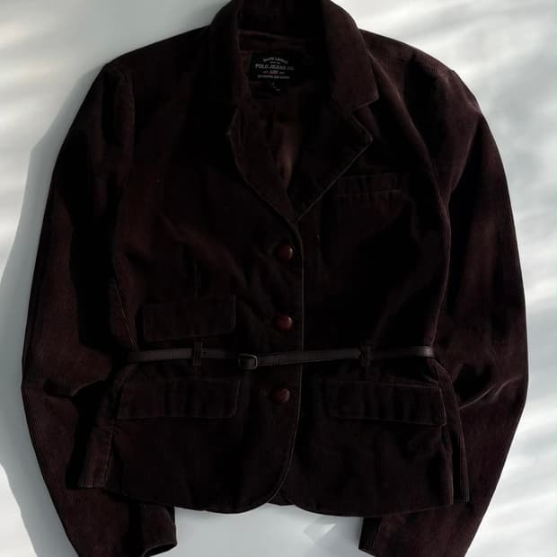 [S] 폴로 진스 랄프로렌 코듀로이 가죽 벨트 3B 블레이져 자켓