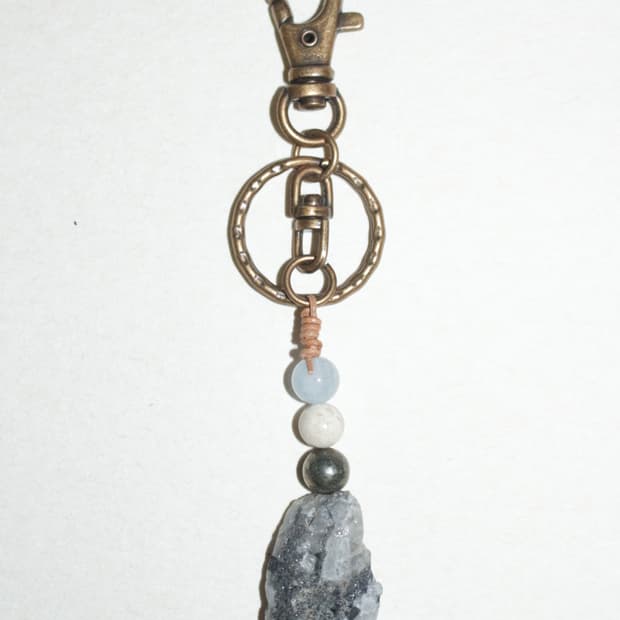 석영-아쿠아마린 열쇠고리