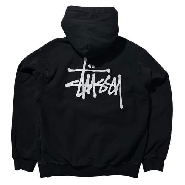스투시 재팬 스탁로고 후드 블랙