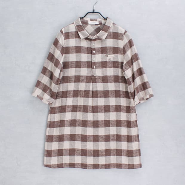 grandir _ linen / cotton check tunic