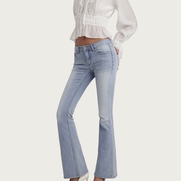 (택o) 클리시어 크리스탈 로우라이즈 부츠컷 진 팬츠