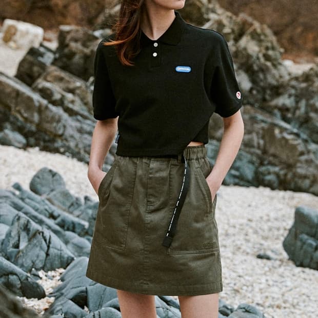 아웃도어프로덕트 A라인 벨트 카키 미니 스커트 M