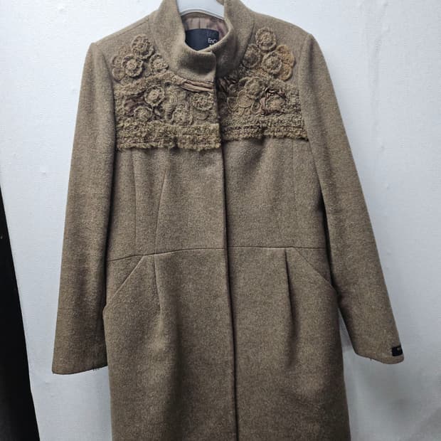 EnC 톤다운 브라운 플라워 울 코트  S