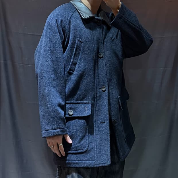 L YSL 입생로랑 레더카라 투포켓 블루그레이 미들코트