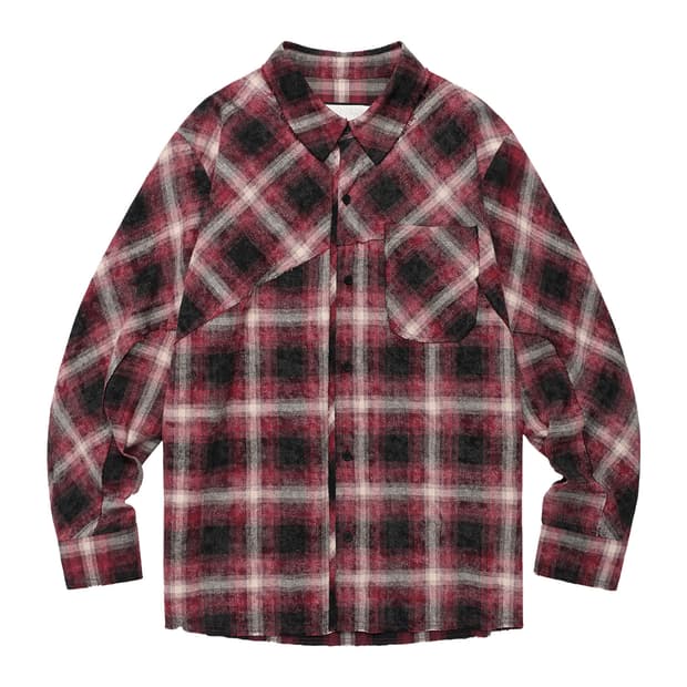 더바이닐하우스 레드 체크 셔츠