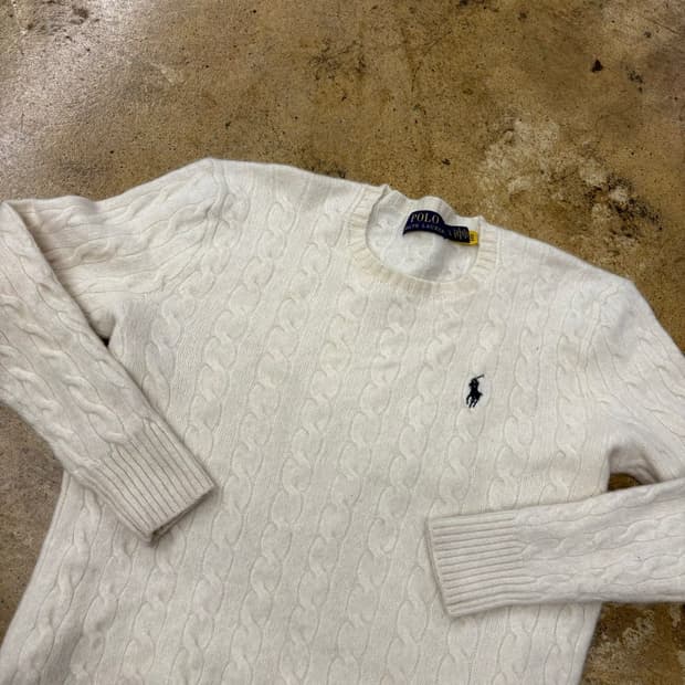 폴로 랄프로렌 화이트 꽈배기 니트 