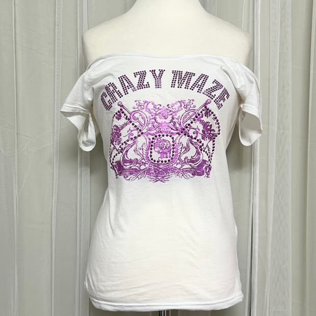 세실맥비 퍼플큐빅 글리터 로걀 오프숄더 탑 