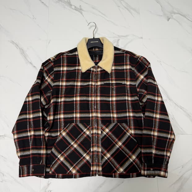 크롬하츠 플란넬 시어링 체크 워크독 자켓 2XL