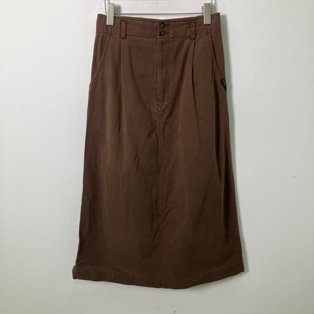 이세이 미야케 하이 스포르팅 기어 브라운 코튼 롱 스커트