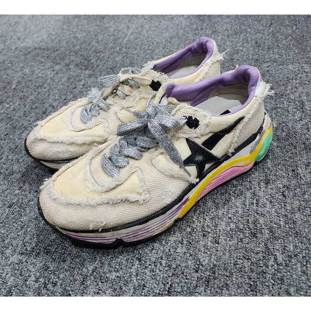 골든구스 러닝 솔 디스트레스드 레더 캔버스 스니커즈 38