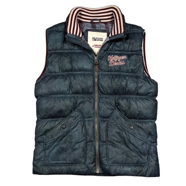 타미 힐피거 데님 워싱 네이비컬러 푸퍼 베스트