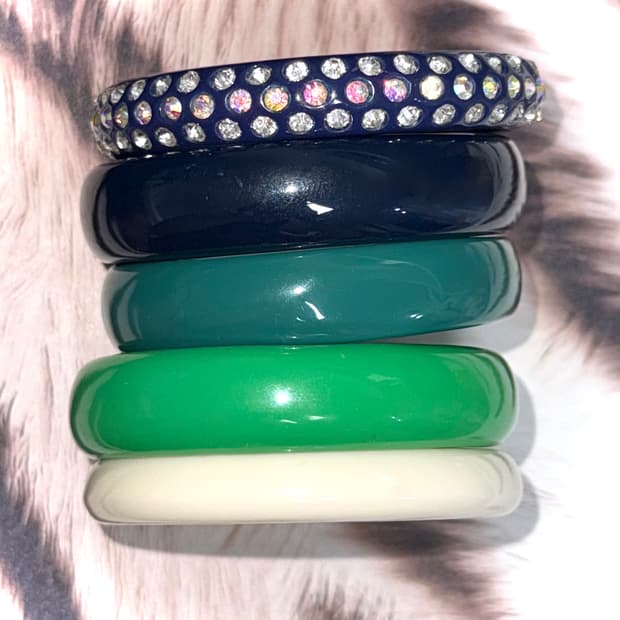 일본 키치 헤이세이 갸루 컬러 큐빅 뱅글 팔찌 세트