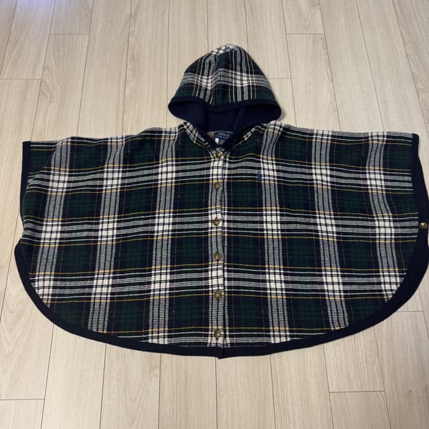 폴로 랄프로렌 키즈 플래드 울 블랜드 후드 판쵸 6세