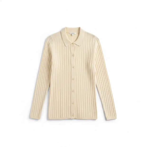 COS 아이보리 골지 카라 니트 S