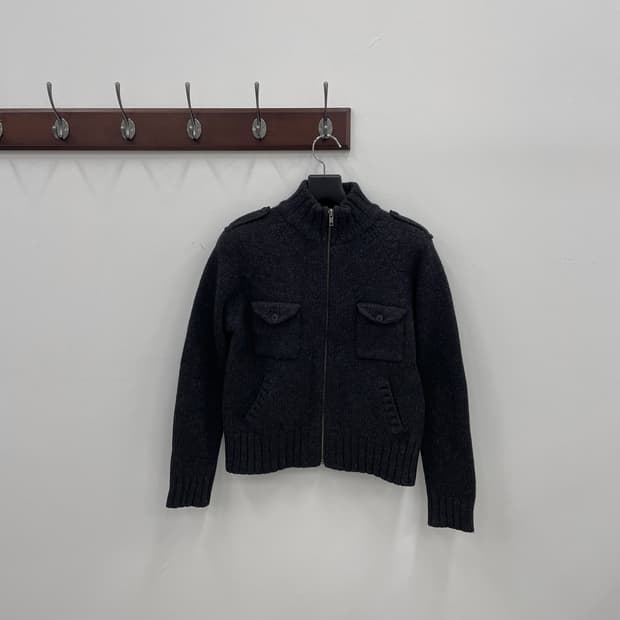 폴로 스포츠 캐시미어 혼방 니트 크롭 풀집업 자켓