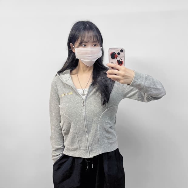 헬로키티 y2k 타올 후드집업 그레이