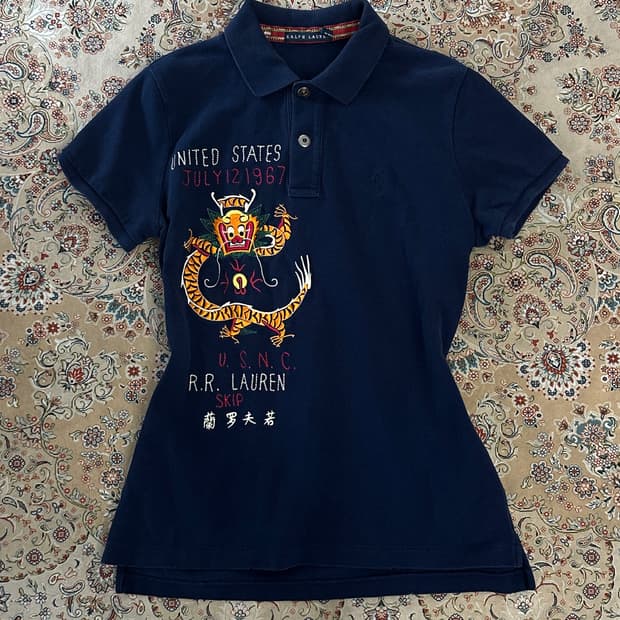 랄프로렌 네이비 드래곤 빅로고 카라티 