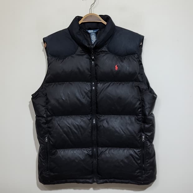 (L) 랄프로렌 폴로 패딩조끼 블랙 다운 베스트 