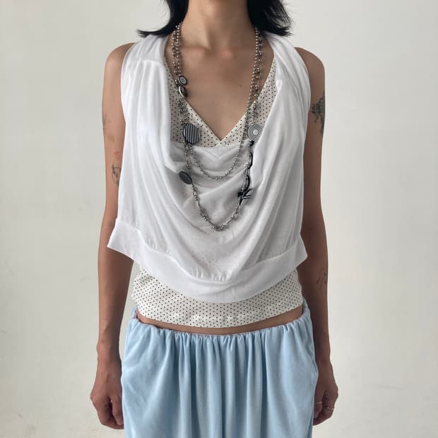 Black button layered necklace