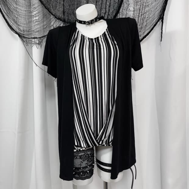 stripe cardigan t-shirt