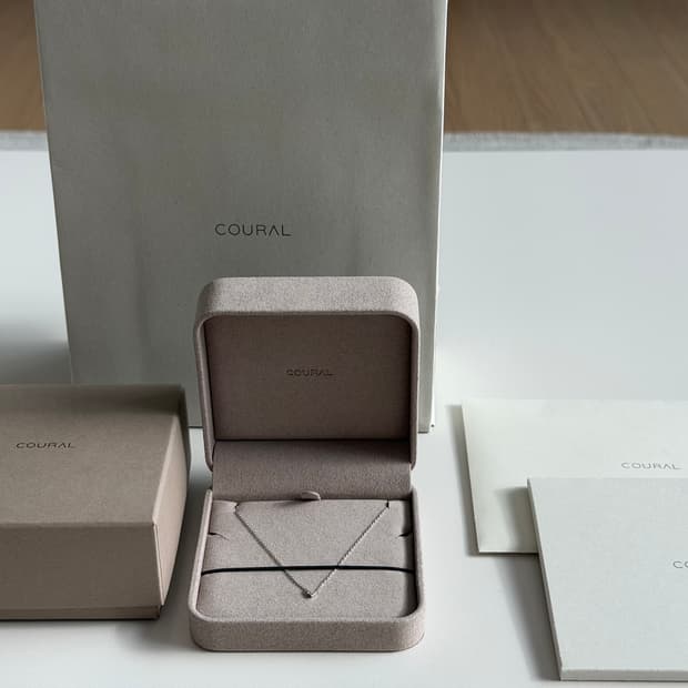 COURAL 14k 더블하트 목걸이 S 화이트골드