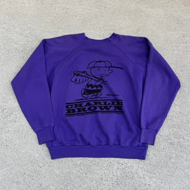 80s 스누피 찰리 브라운 크루넥