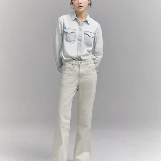 (27)여성 리바이스 94 배기 부츠컷 데님 팬츠 아이보리