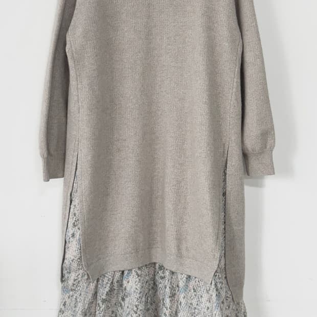 시스템 프린팅 블록 니트 원피스