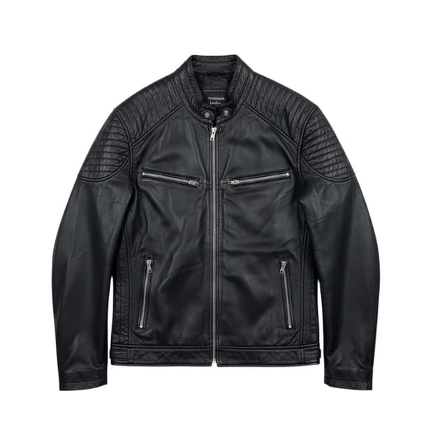 (XL) PETERJOHN leather 천연가죽 라이더 자켓 블랙