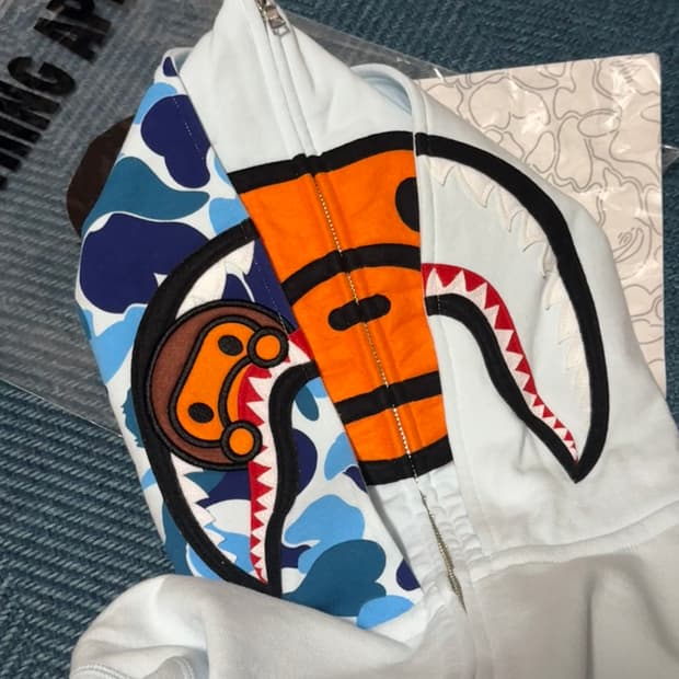 베이프마일로 샤크 풀 집 더블 후드 삭스 S